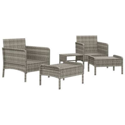 vidaXL 5-delige Loungeset met kussens poly rattan grijs