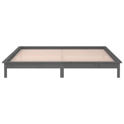 vidaXL Bedframe LED massief hout grijs 160x200 cm