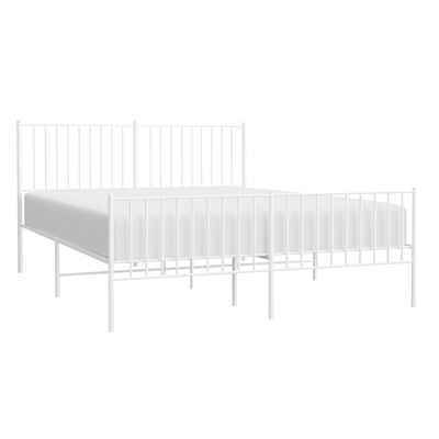 vidaXL Bedframe met hoofd- en voeteneinde metaal wit 150x200 cm