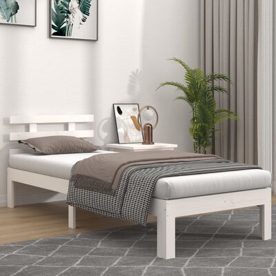 vidaXL Bedframe massief hout wit 100x200 cm