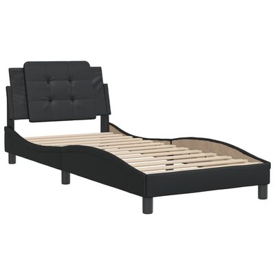 vidaXL Bedframe met hoofdbord kunstleer zwart 100x200 cm