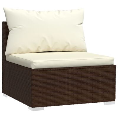 vidaXL 12-delige Loungeset met kussens poly rattan bruin