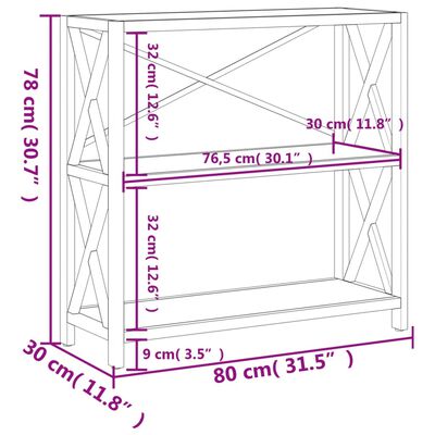 vidaXL Kastje 3-laags 80x30x78 cm massief eikenhout