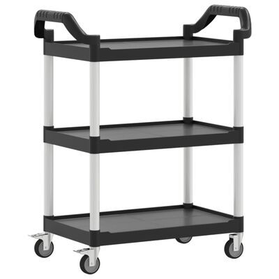 vidaXL Trolley 3-laags 81x41x92 cm aluminium zwart