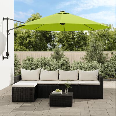 vidaXL Wandparasol met LEDs 290 cm appelgroen