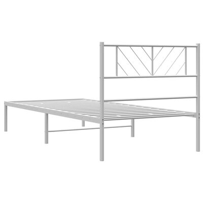 vidaXL Bedframe met hoofdbord metaal wit 90x200 cm