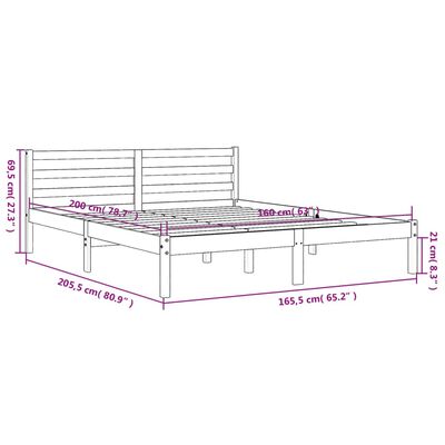 vidaXL Bedframe zonder matras massief grenenhout wasbruin 160x200 cm