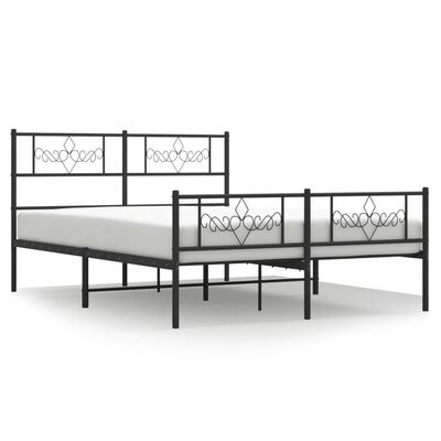 vidaXL Bedframe met hoofd- en voeteneinde metaal zwart 135x190 cm