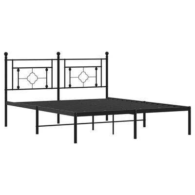 vidaXL Bedframe met hoofdbord metaal zwart 160x200 cm