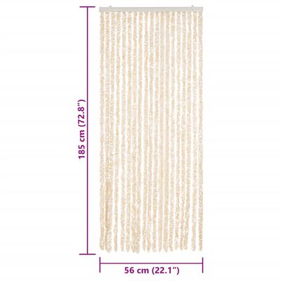 vidaXL Vliegengordijn 56x185 cm chenille beige en wit