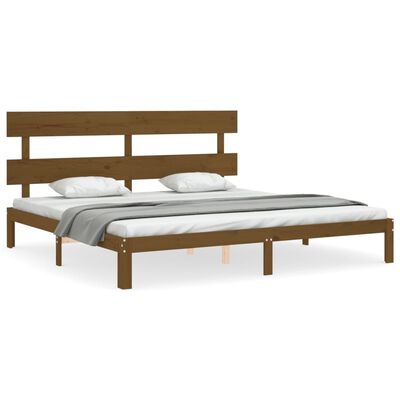 vidaXL Bedframe met hoofdbord massief hout honingbruin 200x200 cm