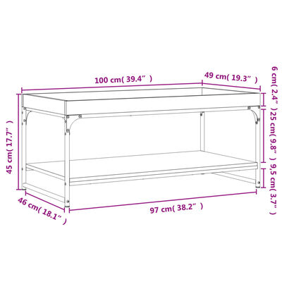 vidaXL Salontafel 100x49x45 cm bewerkt hout bruin eikenkleur