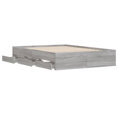 vidaXL Bedframe met lades bewerkt hout grijs sonoma eiken 135x190 cm