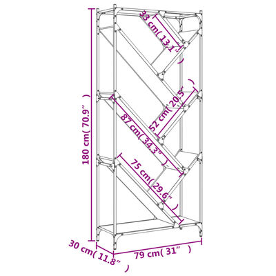 vidaXL Boekenkast 79x30x180 cm bewerkt hout en metaal bruin eiken