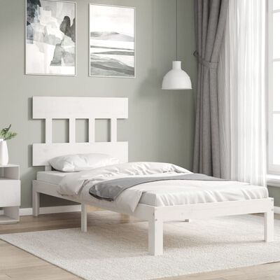 vidaXL Bedframe met hoofdbord massief hout wit