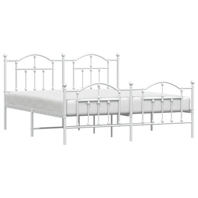 vidaXL Bedframe met hoofd- en voeteneinde metaal wit 183x213 cm