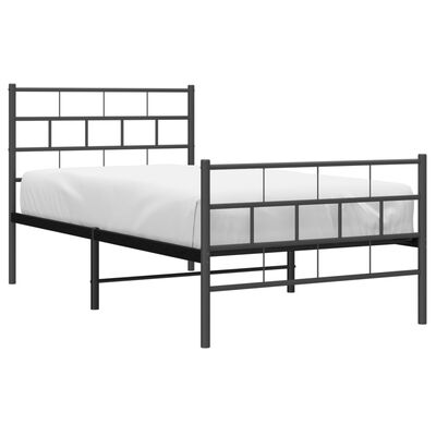 vidaXL Bedframe met hoofd- en voeteneinde metaal zwart 100x200 cm