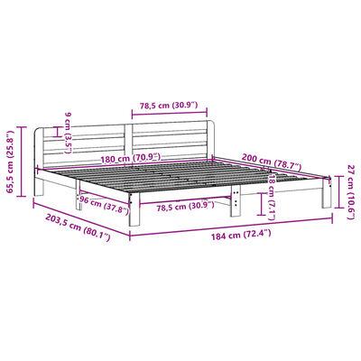 vidaXL Bedframe zonder matras massief grenenhout wit 180x200 cm