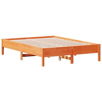 vidaXL Bedframe zonder matras massief grenenhout wasbruin 135x190 cm