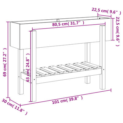 vidaXL Plantenbak verhoogd 101x30x69 cm massief grenenhout wit