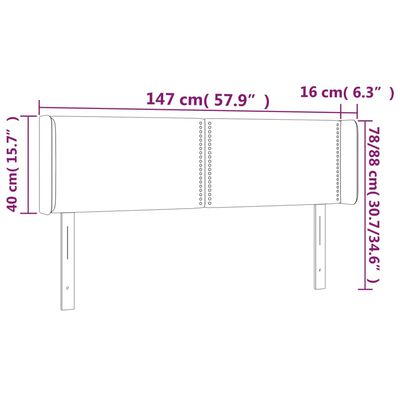 vidaXL Hoofdbord met randen 147x16x78/88 cm stof donkergrijs