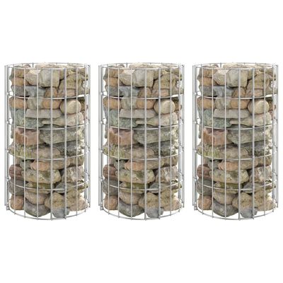 vidaXL Gabion plantenbakken 3 st rond verhoogd Ø30x50 cm staal