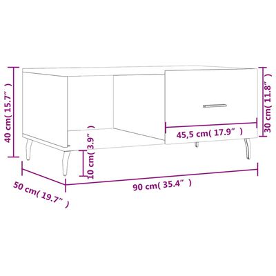 vidaXL Salontafel 90x50x40 cm bewerkt hout wit