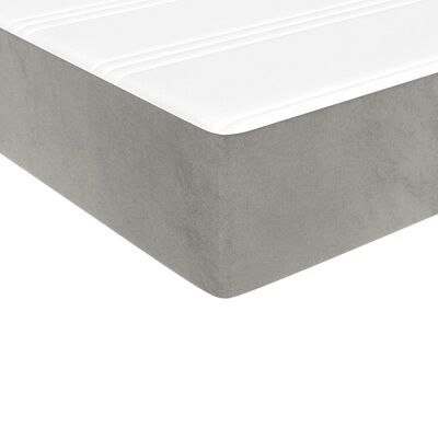 vidaXL Boxspring met matras fluweel lichtgrijs 90x190 cm