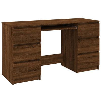 vidaXL Bureau 140x50x77 cm bewerkt hout bruin eikenkleur