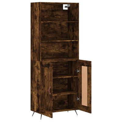 vidaXL Hoge kast 69,5x34x180 cm bewerkt hout gerookt eikenkleurig