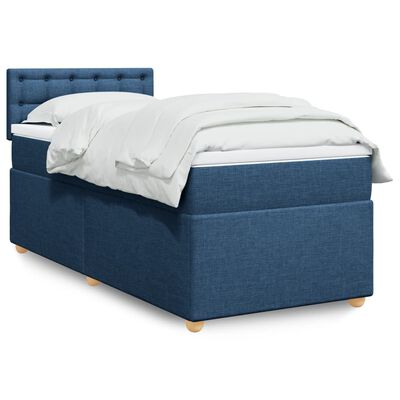 vidaXL Boxspring met matras stof blauw 80x200 cm