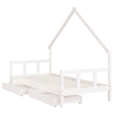 vidaXL Kinderbedframe met lades 90x200 cm massief grenenhout wit