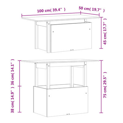 vidaXL Tuintafel 100x50x75 cm geïmpregneerd grenenhout