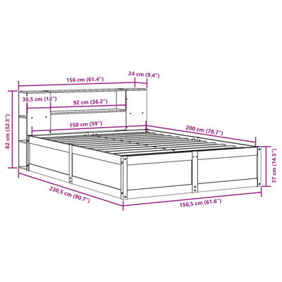 vidaXL Bedframe zonder matras massief grenenhout wit 150x200 cm