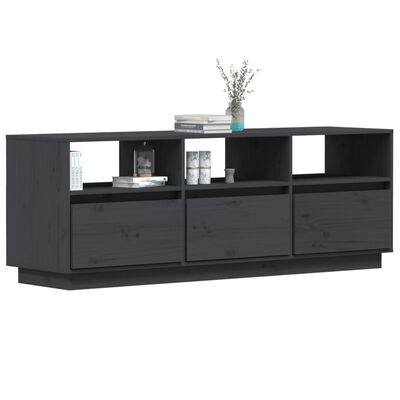 vidaXL Tv-meubel 140x37x50 cm massief grenenhout grijs