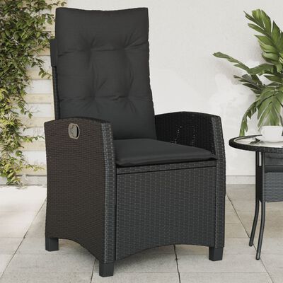 vidaXL Tuinstoelen 2 st verstelbaar met kussens poly rattan zwart