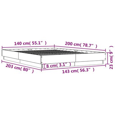 vidaXL Bedframe bewerkt hout bruin eikenkleur 140x200 cm