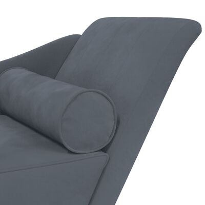 vidaXL Chaise longue met kussens fluweel donkergrijs