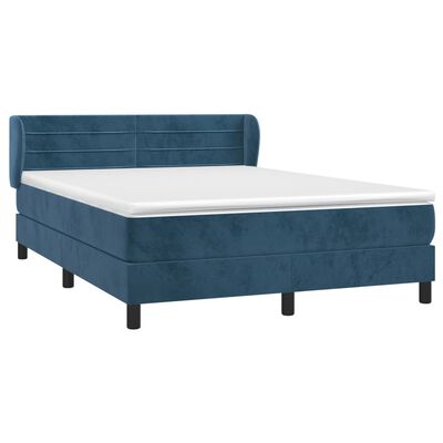 vidaXL Boxspring met matras fluweel donkerblauw 140x190 cm