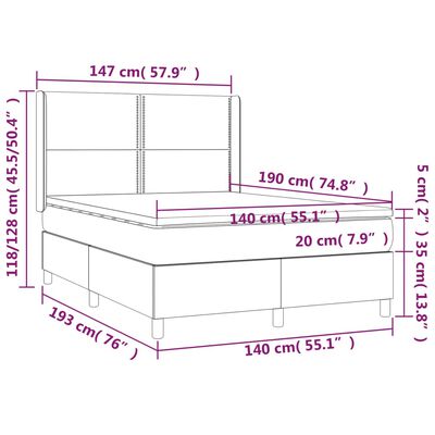 vidaXL Boxspring met matras en LED fluweel donkerblauw 140x190 cm