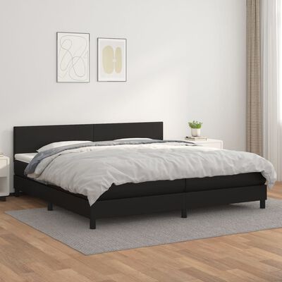 vidaXL Boxspring met matras kunstleer zwart 200x200 cm