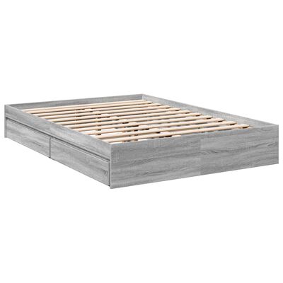 vidaXL Bedframe met lades bewerkt hout grijs sonoma eiken 135x190 cm