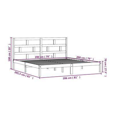 vidaXL Bedframe massief grenenhout grijs 200x200 cm