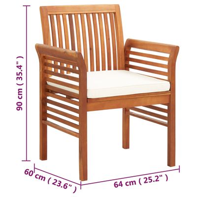 vidaXL Tuinstoelen 4 st met kussens massief acaciahout