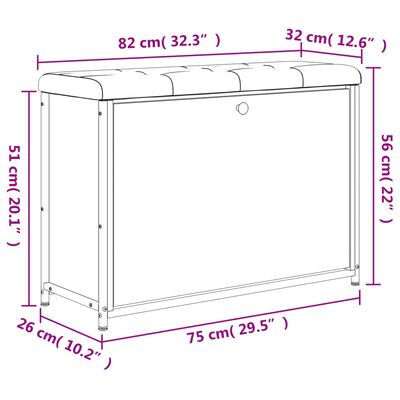 vidaXL Schoenenbankje met klaplade 82x32x56 cm gerookt eikenkleurig