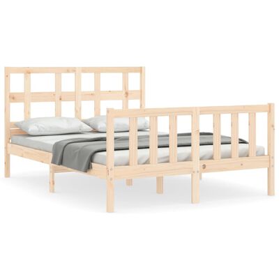 vidaXL Bedframe met hoofdbord massief hout