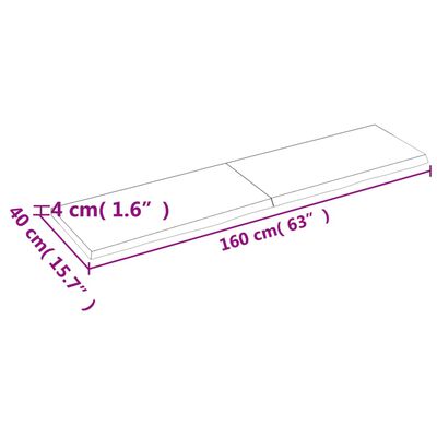 vidaXL Wastafelblad 160x40x(2-4) cm behandeld massief hout donkerbruin