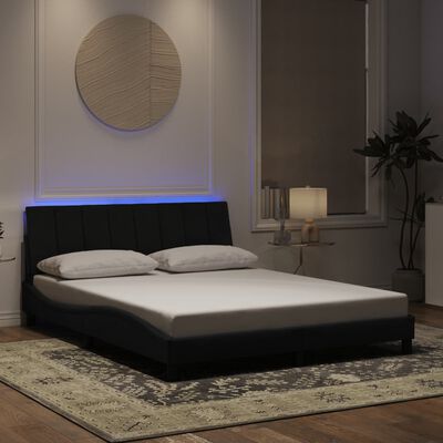 vidaXL Bedframe met LED-verlichting fluweel zwart 160x200 cm