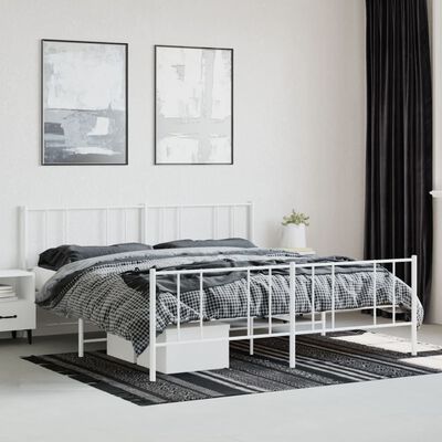 vidaXL Bedframe met hoofd- en voeteneinde metaal wit 193x203 cm