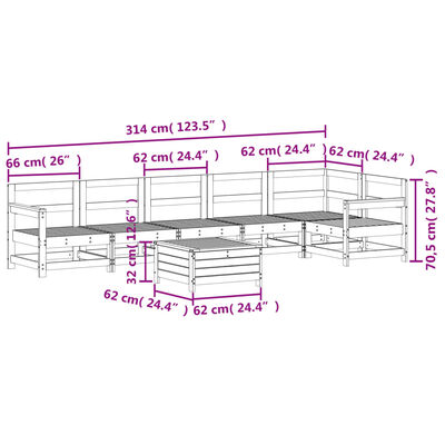 vidaXL 7-delige Loungeset massief grenenhout wit